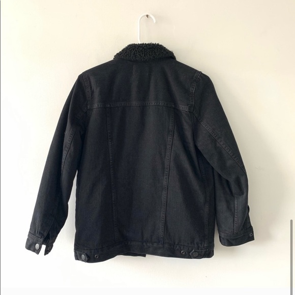 Madewell Black Oversized Sherpa Lined Denim Jacket - Picture 8 of 9